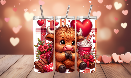 Candy highland cow v-day tumbler